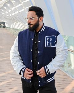 Blue varsity jacket