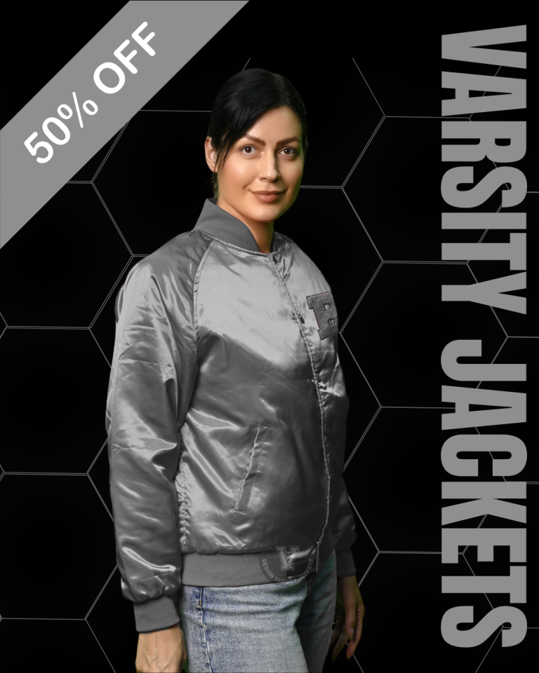 Grey Satin Varsity Jackets