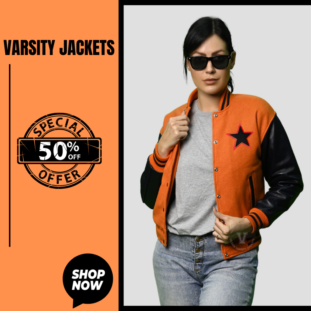 Orange Varsity Jackets Women