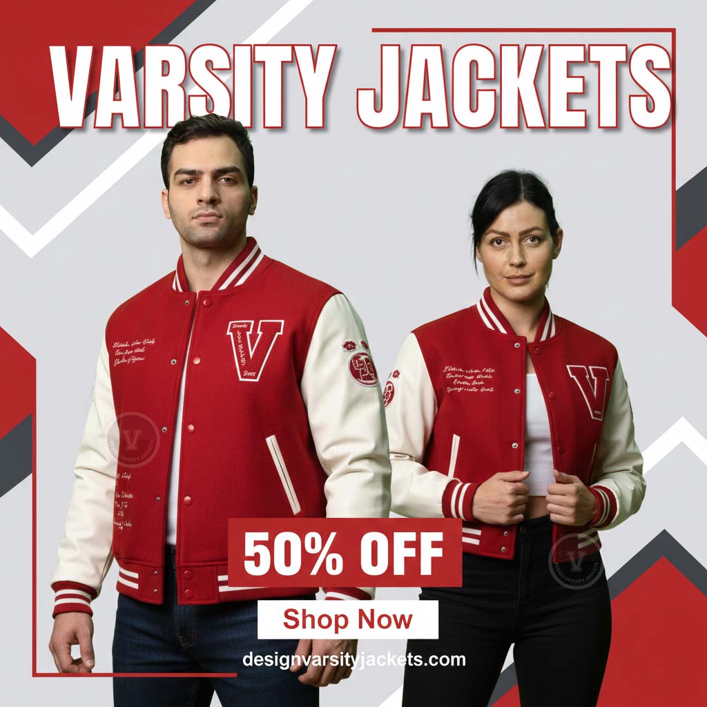 Red and White Custom Letterman Jackets Red and White Custom Letterman Jackets