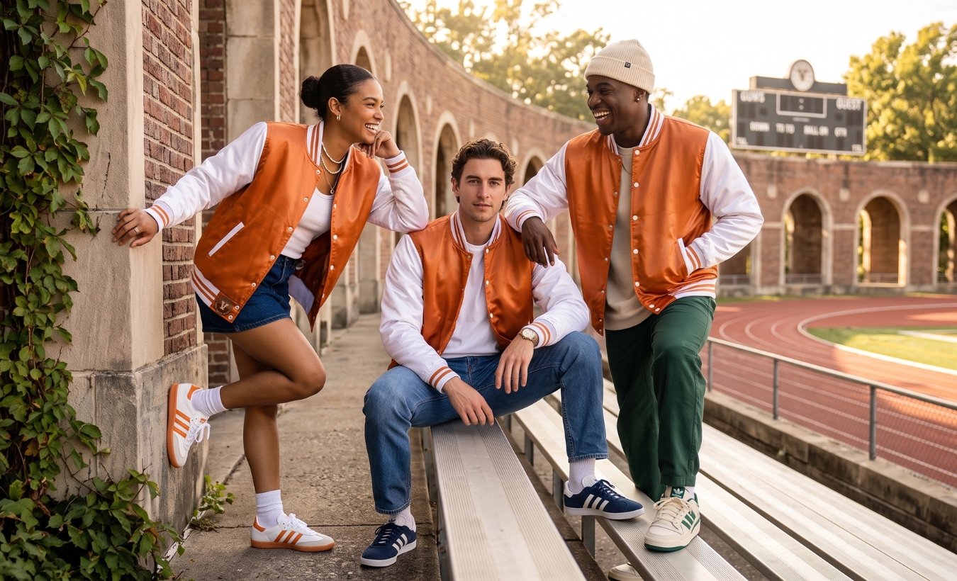 Varsity Jackets With Adidas Sneakers