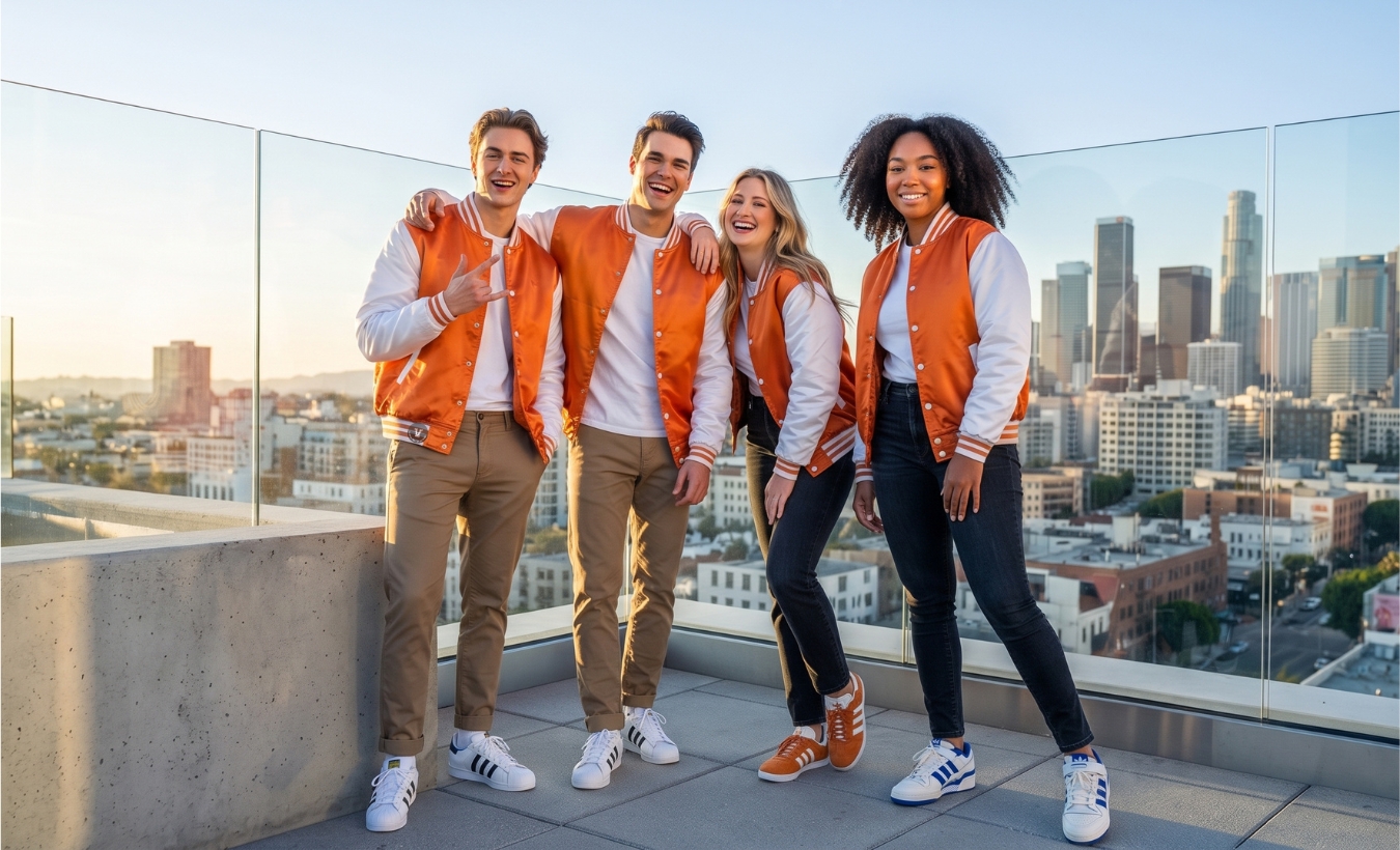 Varsity Jackets With Adidas Sneakers