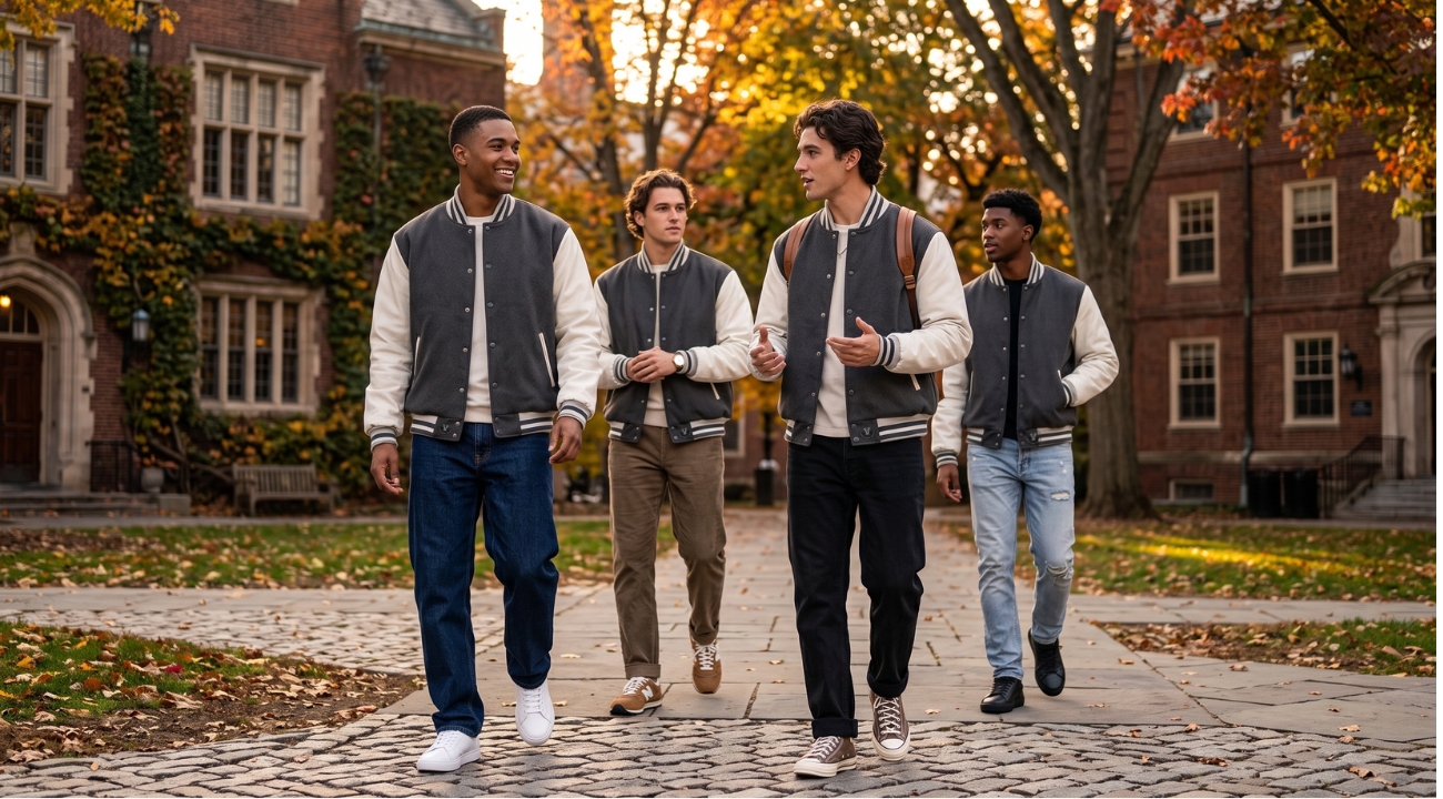 Varsity Jackets Wool Body Leather Sleeve