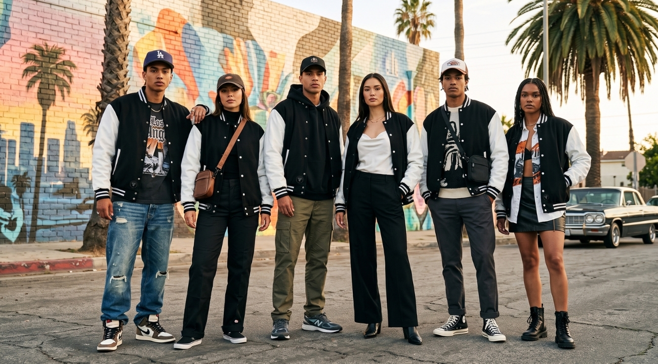Varsity Jackets in Los Angeles Hip Hop Outfits