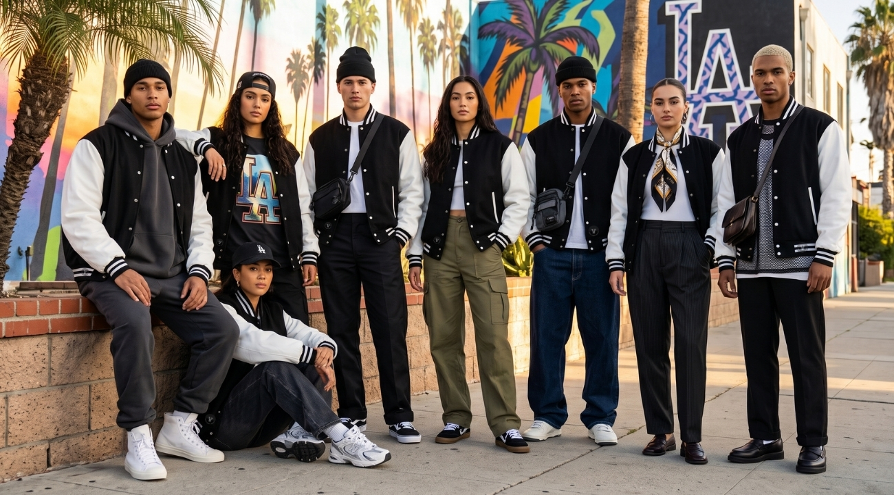 Varsity Jackets in Los Angeles Hip Hop Outfits