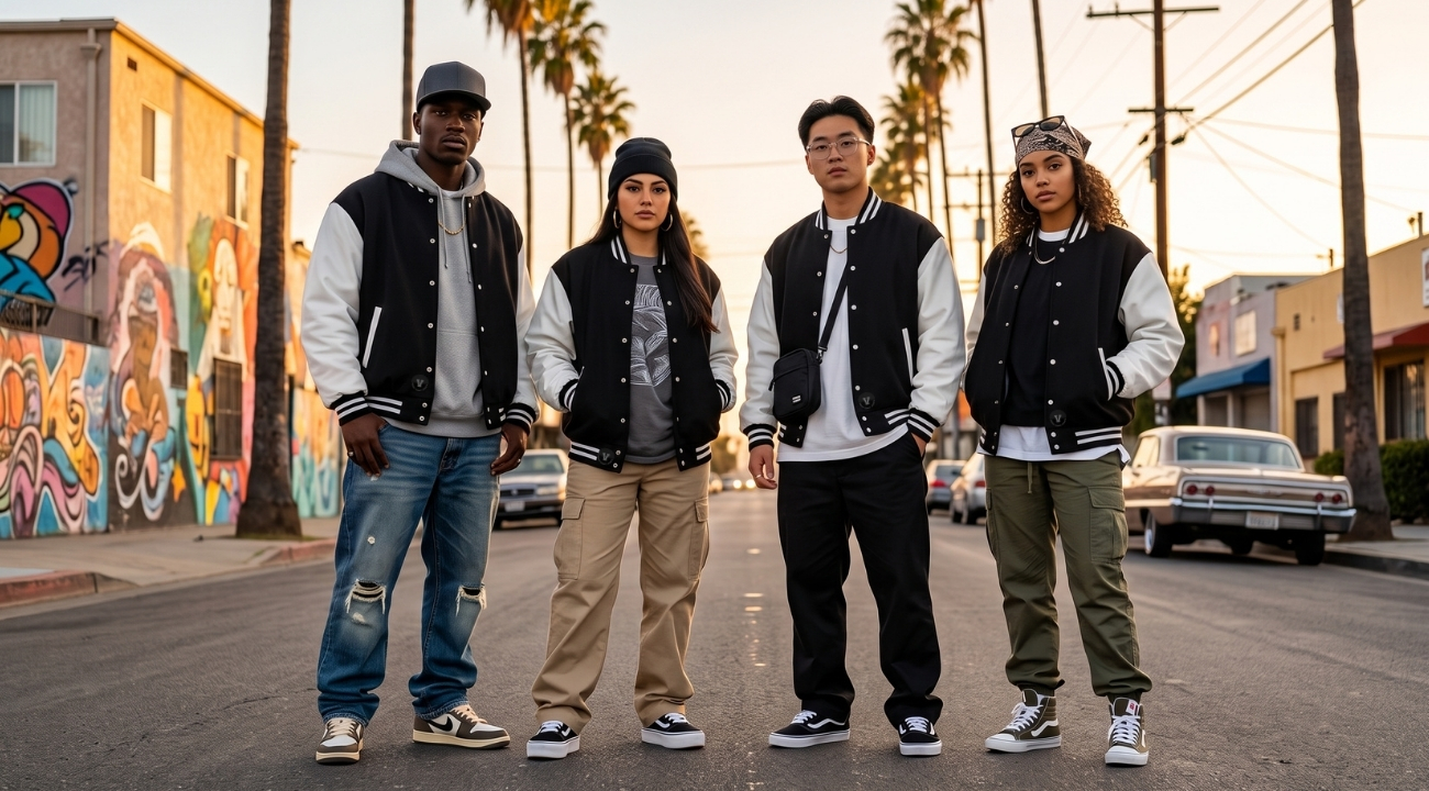 Varsity Jackets in Los Angeles Hip Hop Outfits
