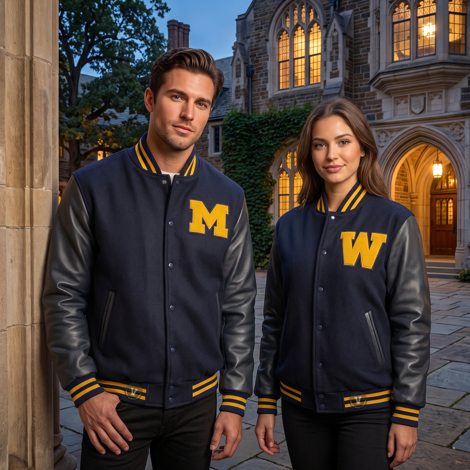 Wool Baseball Jackets With Leather Sleeves