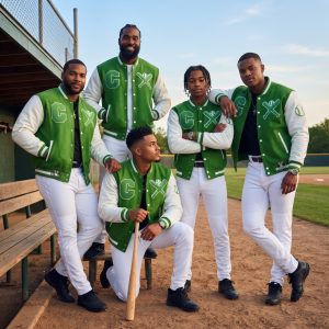 Green And White Baseball Jackets For Teams
