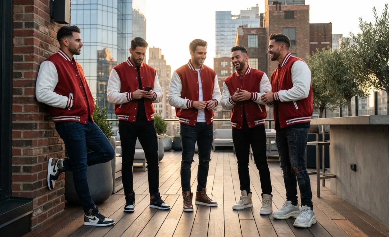 Men varsity jackets with Sneakers