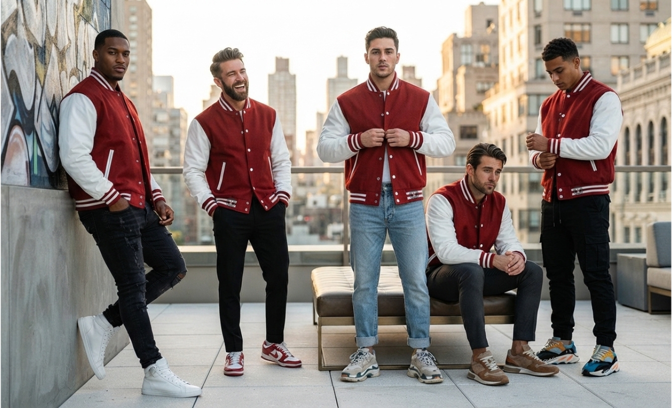Men varsity jackets with Sneakers