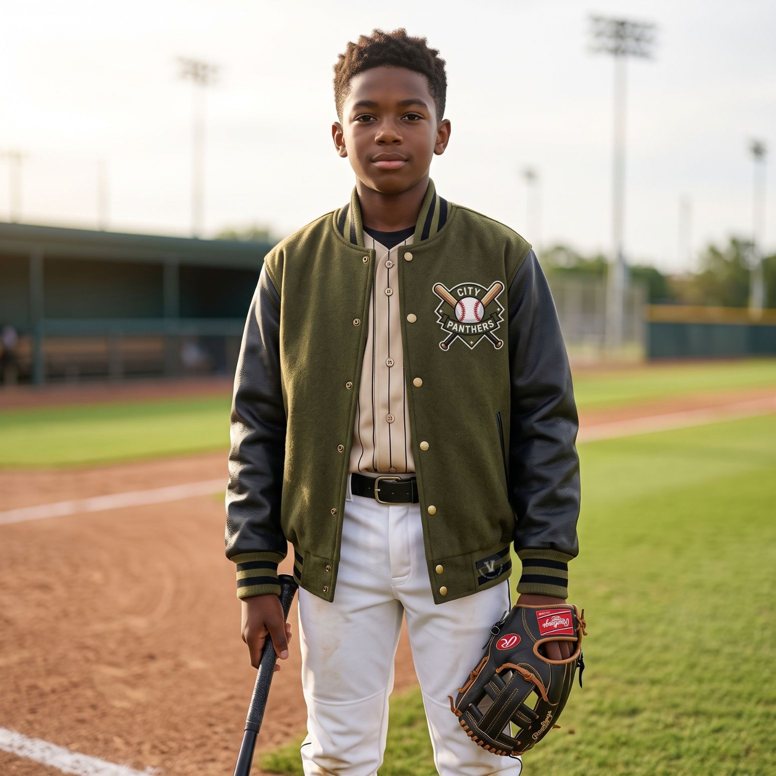 Olive And Black Baseball Jacket Custom Design