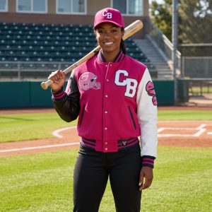 trendy pink baseball jackets for women