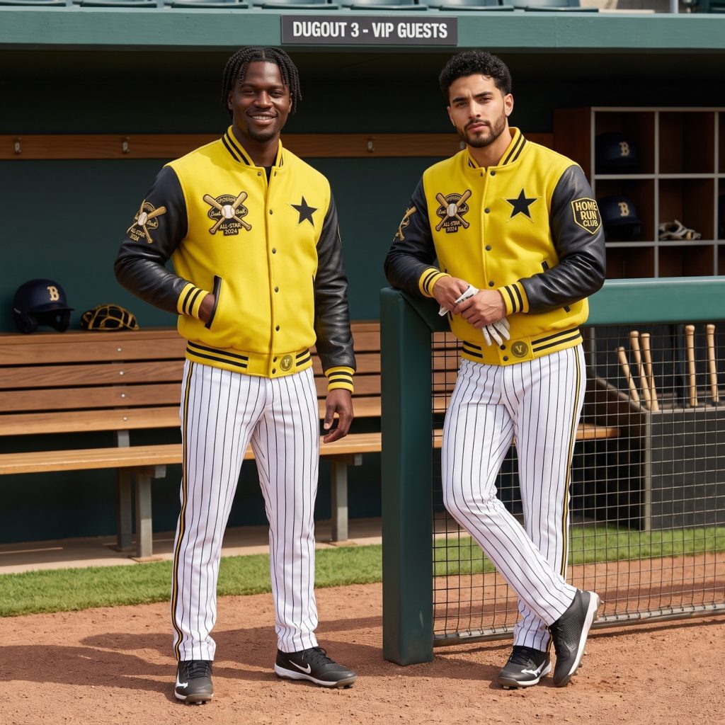 Yellow Baseball Jackets with Patches
