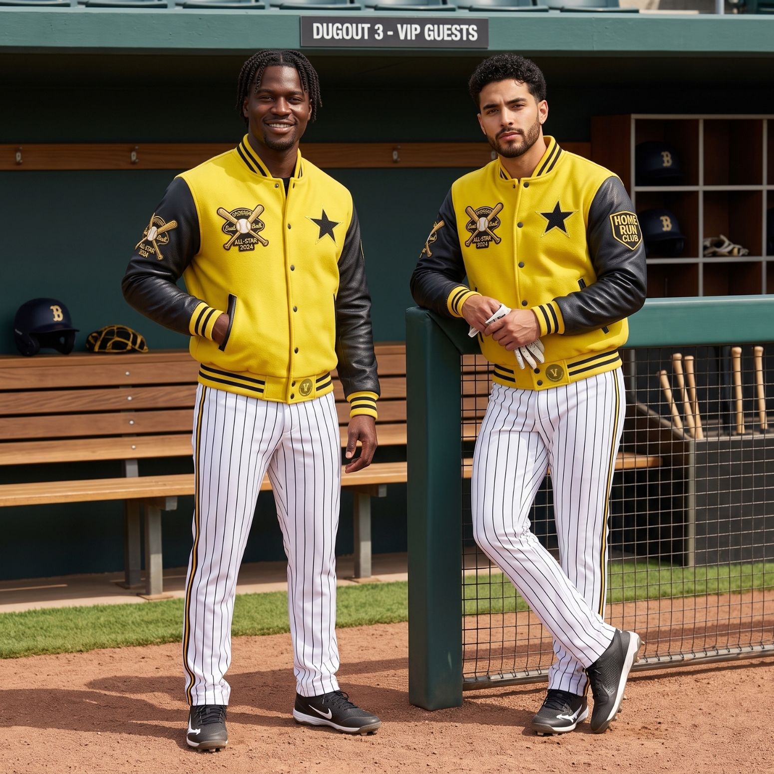 Yellow Baseball Jackets with Patches